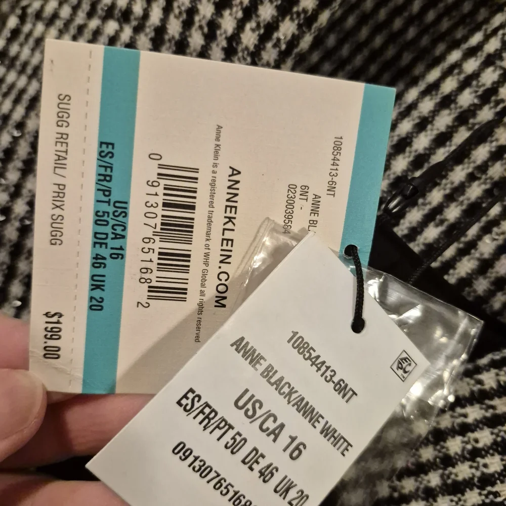 Anne Klein Black and White Houndstooth Jacket with Sequins - Picture 3 of 7